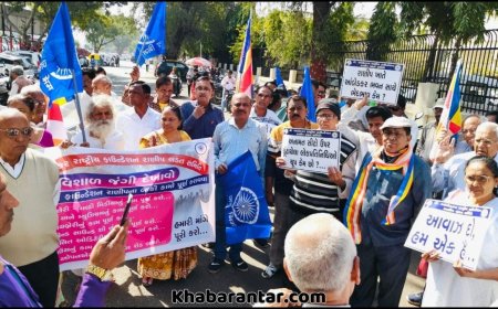 ડૉ. આંબેડકર ફાઉન્ડેશન મામલે લડત સમિતિનાં ધરણાં, બાકી કામો પૂર્ણ કરવા કલેક્ટરને આવેદનપત્ર અપાયું